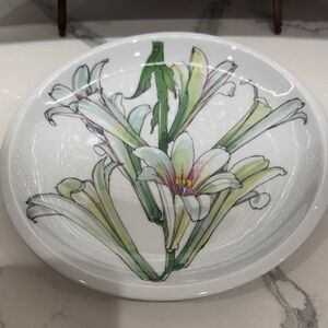 IKEA Green and White Floral Ceramic Bowl